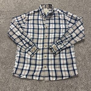 Cabela's Shirt Mens Small Blue Plaid Flannel Long Sleeve Button Up Pockets Top